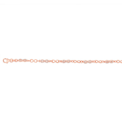 Sterling Silver Rose Gold Plated Cubic Zirconia Infinity 19.5cm Bracelet