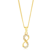 Load image into Gallery viewer, Sterling Silver Gold Plated Cubic Zirconia Infinity Pendant