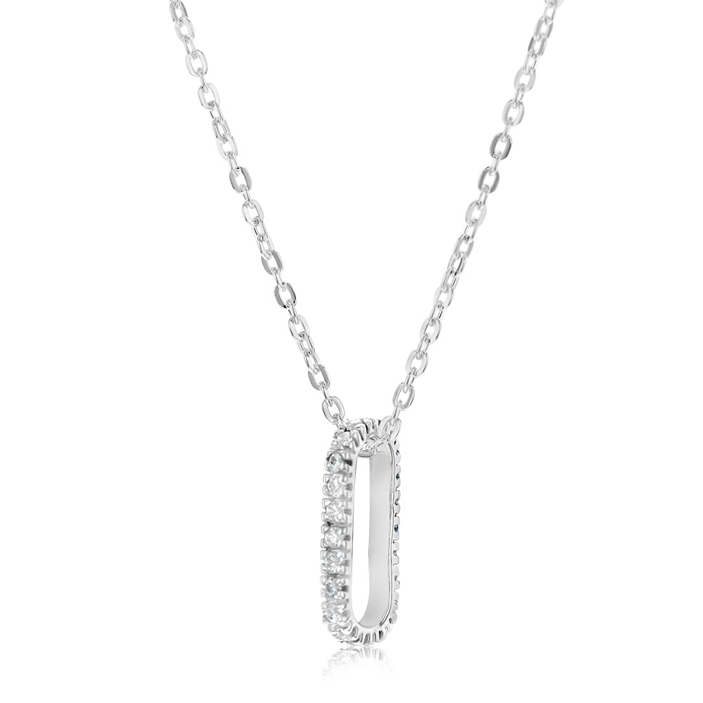 Sterling Silver Cubic Zirconia Link Pendant On 45cm Chain