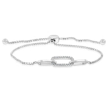 Load image into Gallery viewer, Sterling Silver Cubic Zirconia Link 19cm Adjustable Bracelet