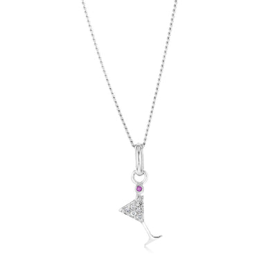 Sterling Silver Cubic Zirconia Wine Glass Pendant