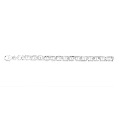 Sterling Silver Patterned Anchor 19cm Bracelet
