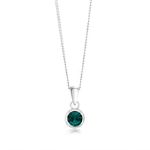 Load image into Gallery viewer, Sterling Silver 5mm Green Crystal Round Pendant