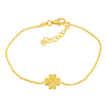 Load image into Gallery viewer, Sterling Silver Gold Plated Four Leaf Clover 19cm Bracelet