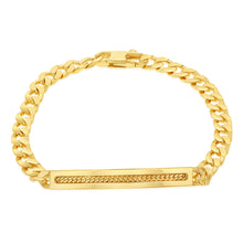 Load image into Gallery viewer, Sterling Silver Gold Plated Patterned ID Curb 19cm Bracelet