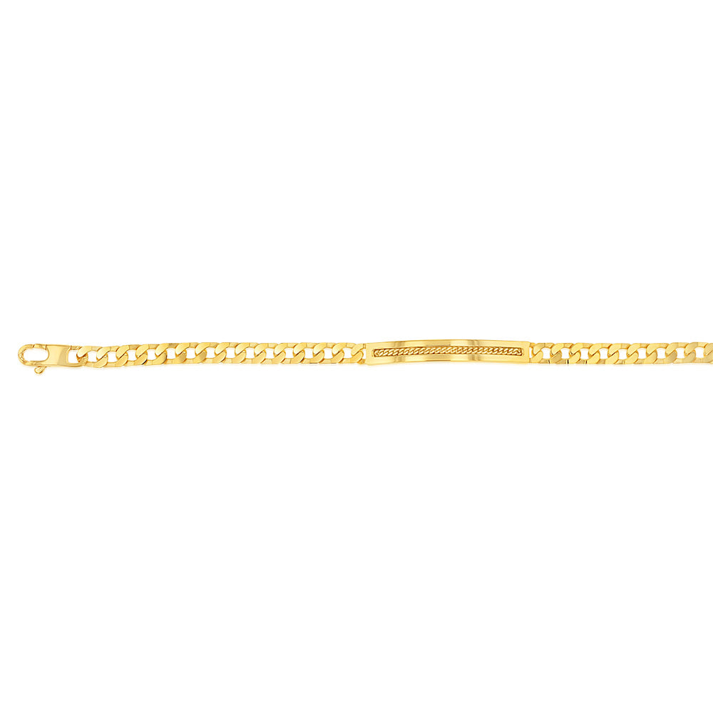 Sterling Silver Gold Plated Patterned ID Curb 19cm Bracelet