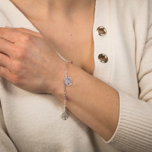 Load image into Gallery viewer, Sterling Silver Tree Of Life &amp; Pink Charm 19cm Bracelet