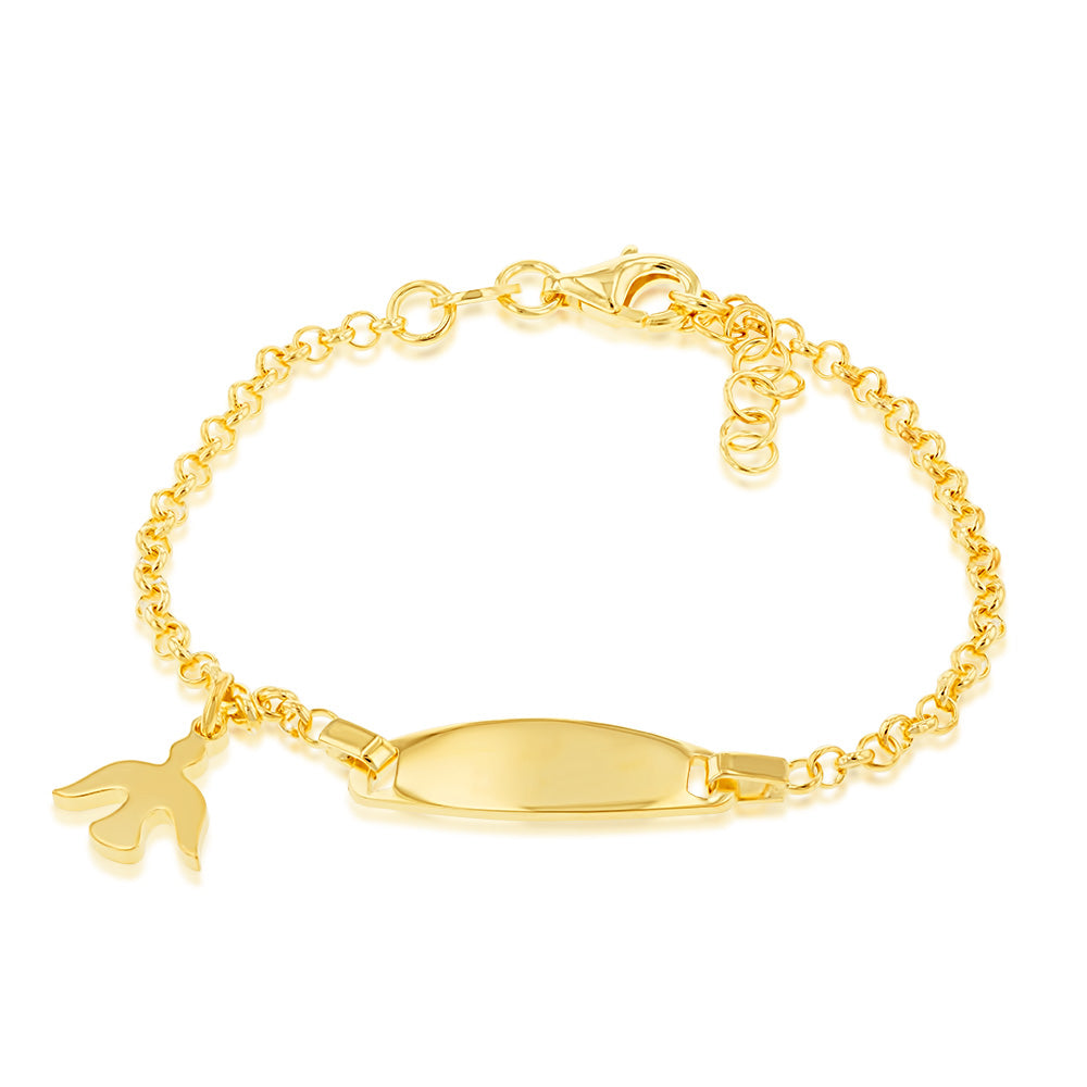 Sterling Silver Gold Plated Bird ID 16cm Baby Bracelet