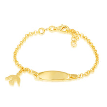 Load image into Gallery viewer, Sterling Silver Gold Plated Bird ID 16cm Baby Bracelet