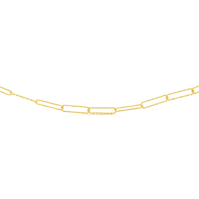 Sterling Silver Gold Plated Textured Paperclip 42cm Chain