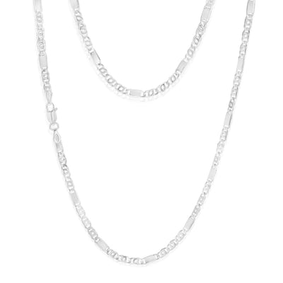 Sterling Silver Fancy Curb +Anchor 45cm Chain