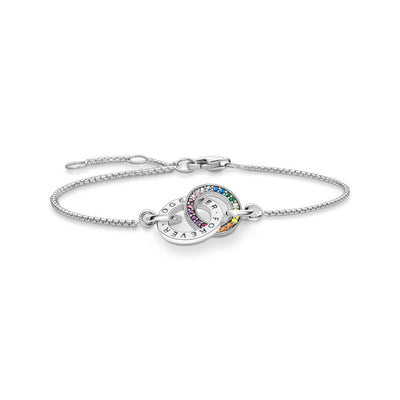 Thomas Sabo Sterling Silver Togather Rings Rainbow CZ 16-19cm Bracelet