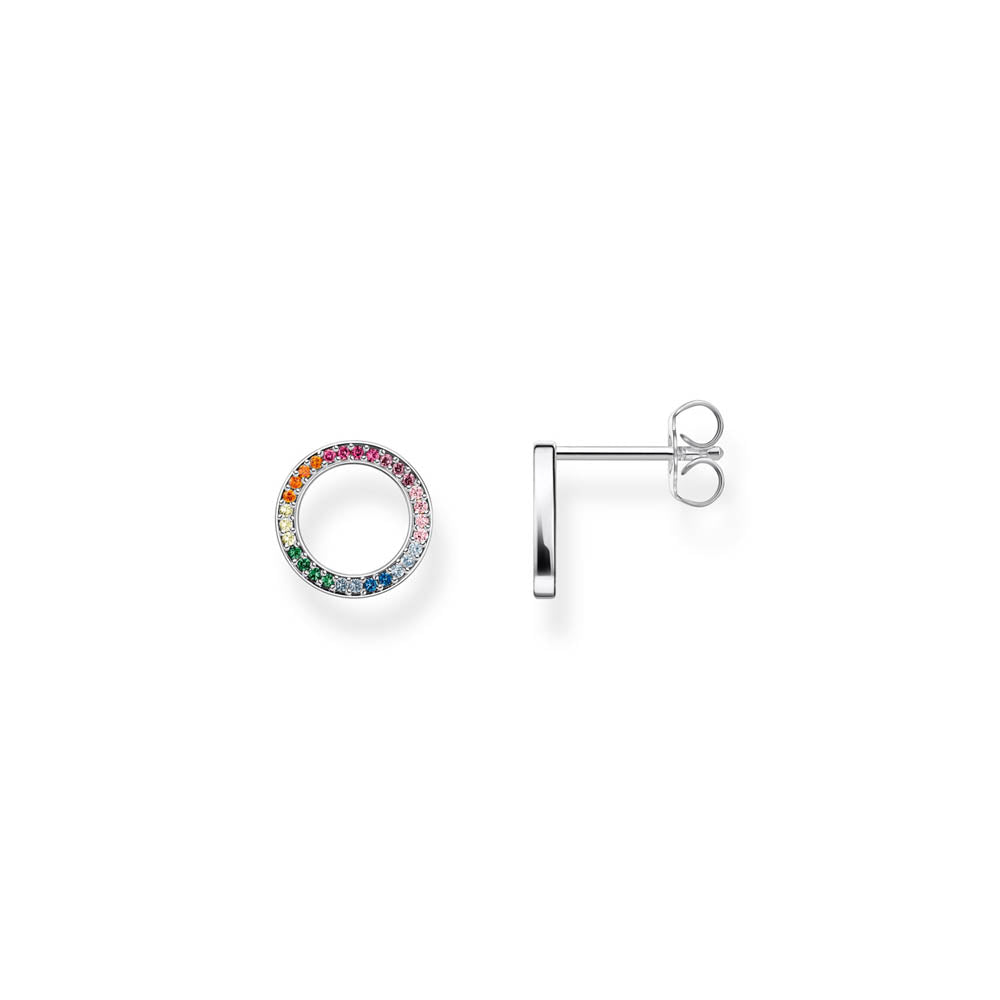 Thomas Sabo Sterling Silver Together Ring Rainbow CZ Stud Earrings