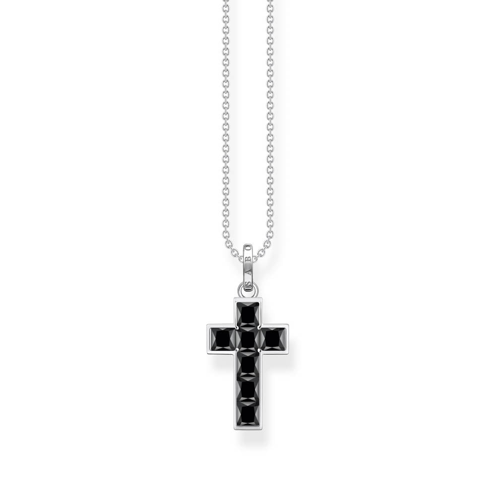 Thomas Sabo Sterling Silver Heritage Black Cross 40-45cm Chain
