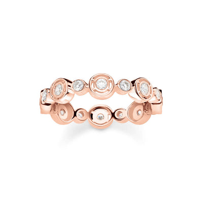 Thomas Sabo Sterling Silver Rose Gold Plated Sparkling Circles Zirconia Circles Ring