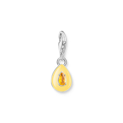 Thomas Sabo Charm Club Sterling Silver 3D Orange Stone Teardrop Charm