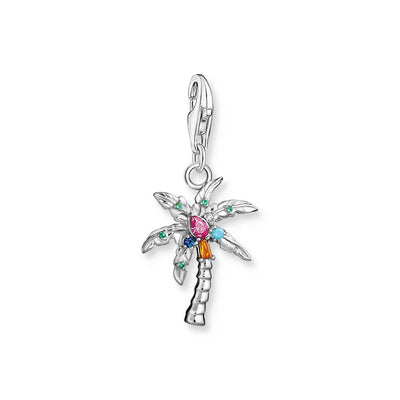 Thomas Sabo Charm Club Sterling Silver Palm Tree Multicoloured Stone Charm