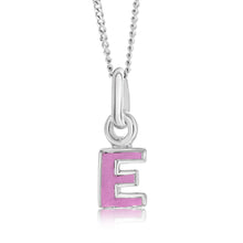 Load image into Gallery viewer, Sterling Silver Pink Enamel Initial &quot;E&quot; Pendant
