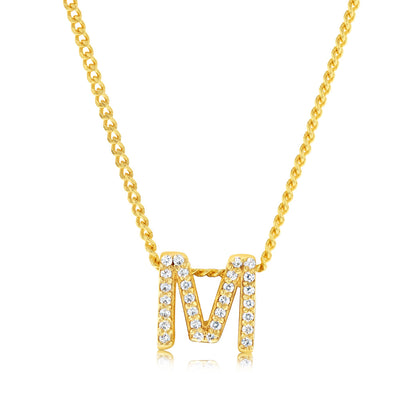 Sterling Silver Gold Plated Cubic Zirconia Initial 