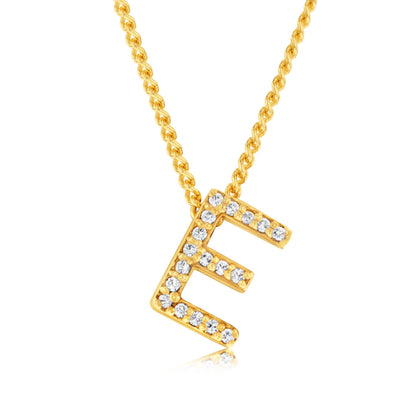 Sterling Silver Gold Plated Cubic Zirconia Initial 