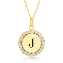 Load image into Gallery viewer, Sterling Silver Gold Plated Round Initial &quot;J&quot; Pendant On 45cm Chain