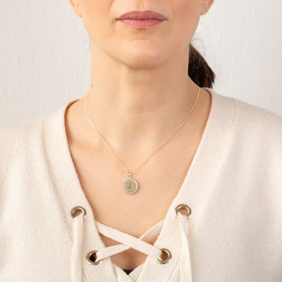 Sterling Silver Gold Plated Round Initial 