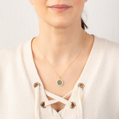 Sterling Silver Gold Plated Round Initial 