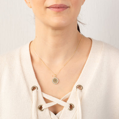 Sterling Silver Gold Plated Round Initial 