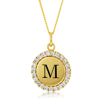 Sterling Silver Gold Plated Round Initial 