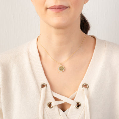 Sterling Silver Gold Plated Round Initial 