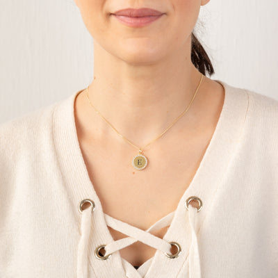 Sterling Silver Gold Plated Round Initial 