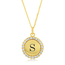 Load image into Gallery viewer, Sterling Silver Gold Plated Round Initial &quot;S&quot; Pendant On 45cm Chain