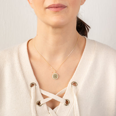 Sterling Silver Gold Plated Round Initial 