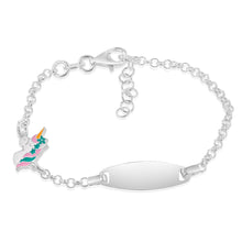 Load image into Gallery viewer, Sterling Silver Enamel Unicorn ID 14+2cm Kids Bracelet