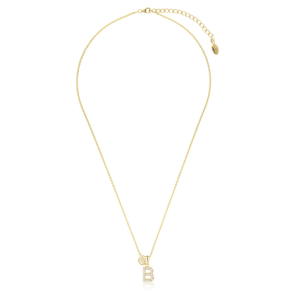 Georgini Sterling Silver Gold Plated Luxury Letters B Pendant On Chain
