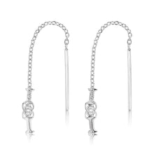 Load image into Gallery viewer, Sterling Silver Initial I Threader Drop Earrings