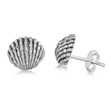 Load image into Gallery viewer, Sterling Silver Oxidised Shell Stud Earrings