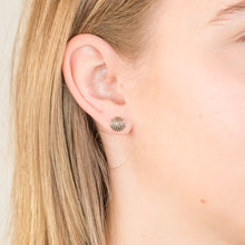 Load image into Gallery viewer, Sterling Silver Oxidised Shell Stud Earrings