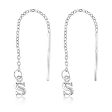 Load image into Gallery viewer, Sterling Silver Initial S Threader Drop Earrings