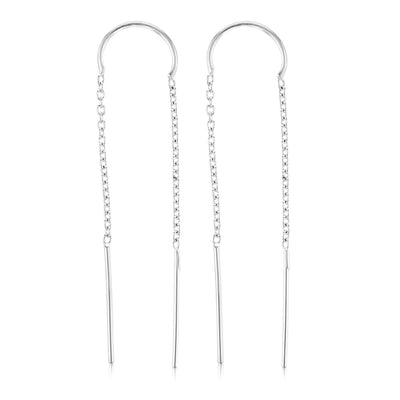 Sterling Silver Plain Threader Drop Earring