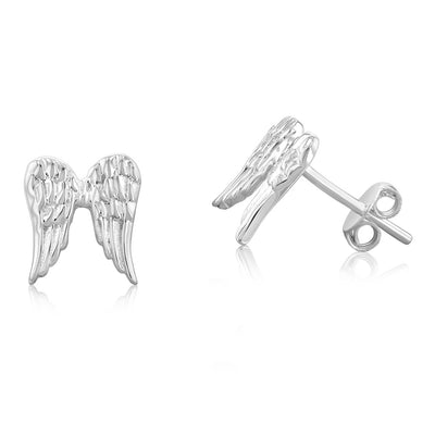 Sterling Silver Angel Wings Stud Earrings