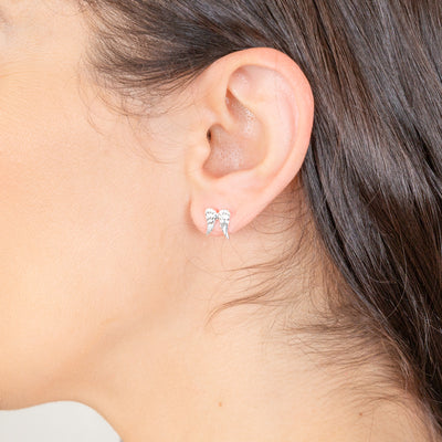 Sterling Silver Angel Wings Stud Earrings