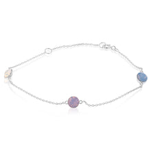 Load image into Gallery viewer, Sterling Silver Colour Stones Rose,White,Crysolite Charm 19cm Bracelet