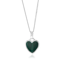 Load image into Gallery viewer, Sterling Silver Malachite Coloured Stone Heart Pendant