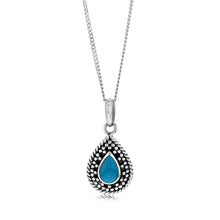 Load image into Gallery viewer, Sterling Silver Turquoise Stone Pear Shape Oxidised Pendant