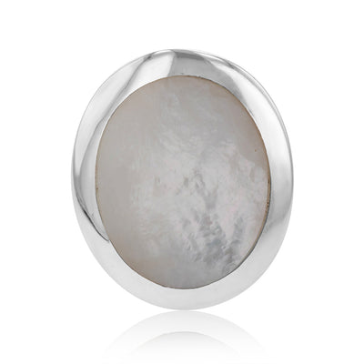 Sterling Silver Mother Of Pearl Round Ring