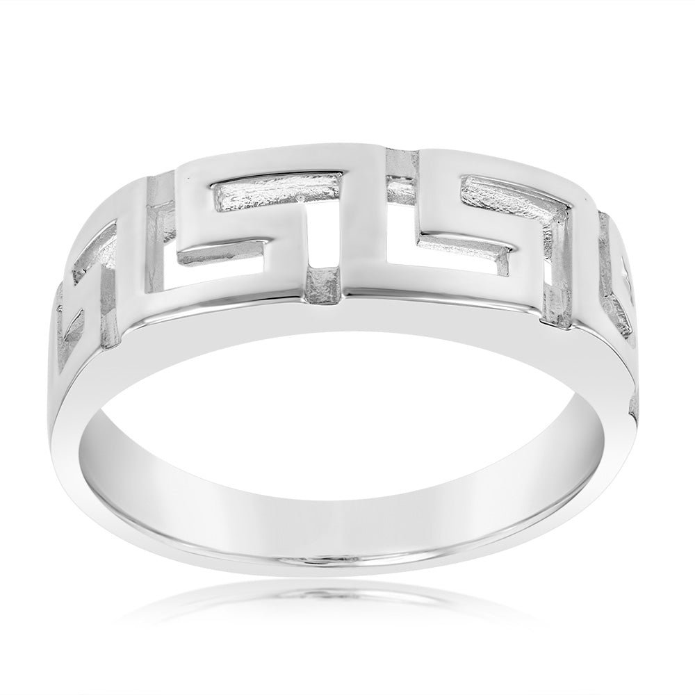 Sterling Silver Greek Key Plain Ring