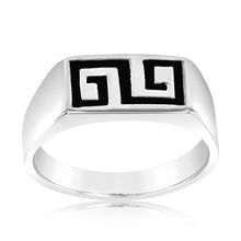 Load image into Gallery viewer, Sterling Silver Greek Key Oxidised Ring