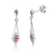 Load image into Gallery viewer, Sterling Silver Coloured Cubic Zirconia Diamond Shaped Drop Earrings