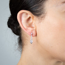 Load image into Gallery viewer, Sterling Silver Coloured Cubic Zirconia Diamond Shaped Drop Earrings